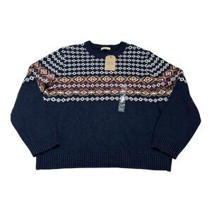 Frye & Co Sweater Mens XXL Nightsky Combo Blue Geometric Pullover Western Casual